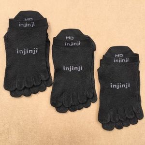 Injinji Run Lightweight No-Show Toe Socks 3-Pack Black M